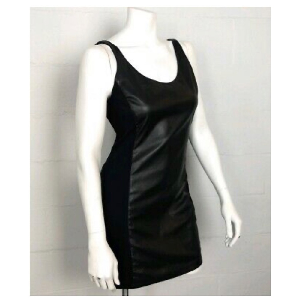 Free People Black Vegan Leather Bodycon Dress